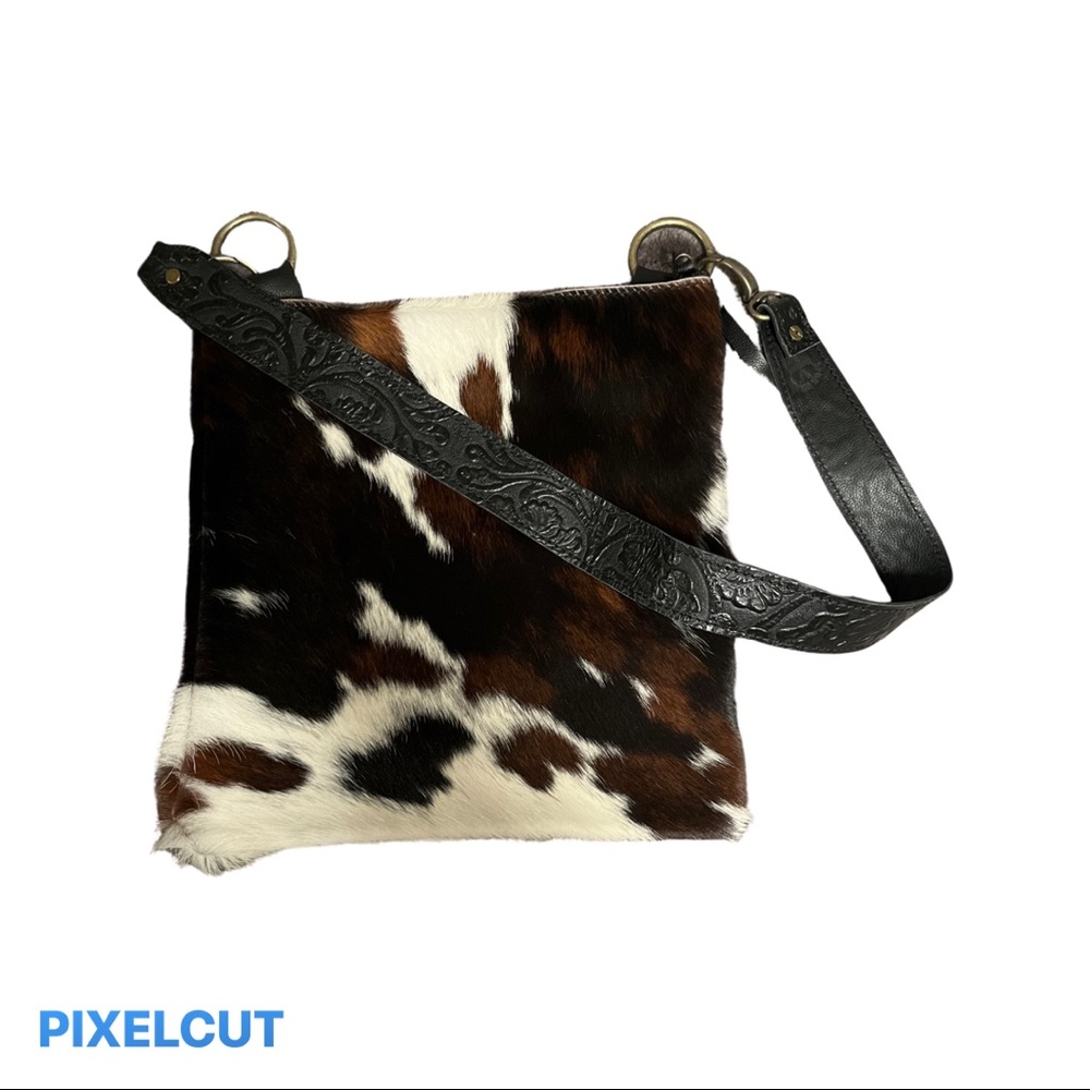 Hair on hide leather bag purse